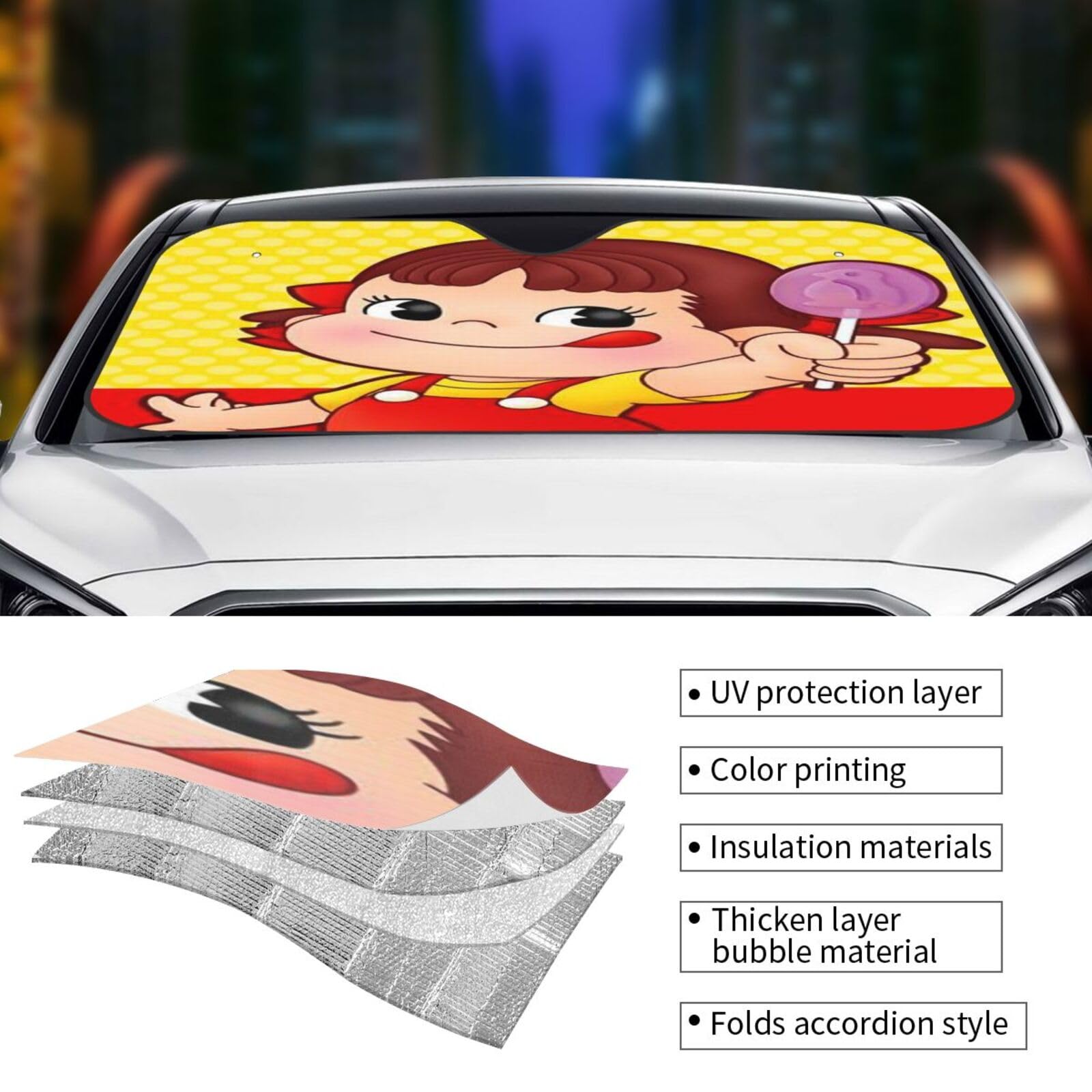 Amazon | ペコちゃん 車用サンシェード フロントカバー 車用